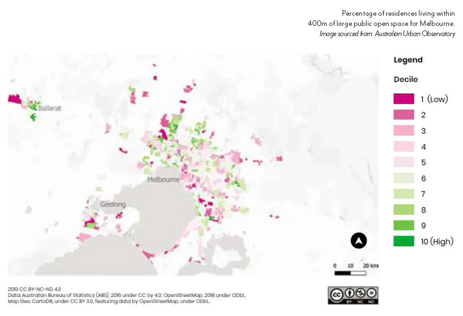 Percentage of residences within 400m of large public open space