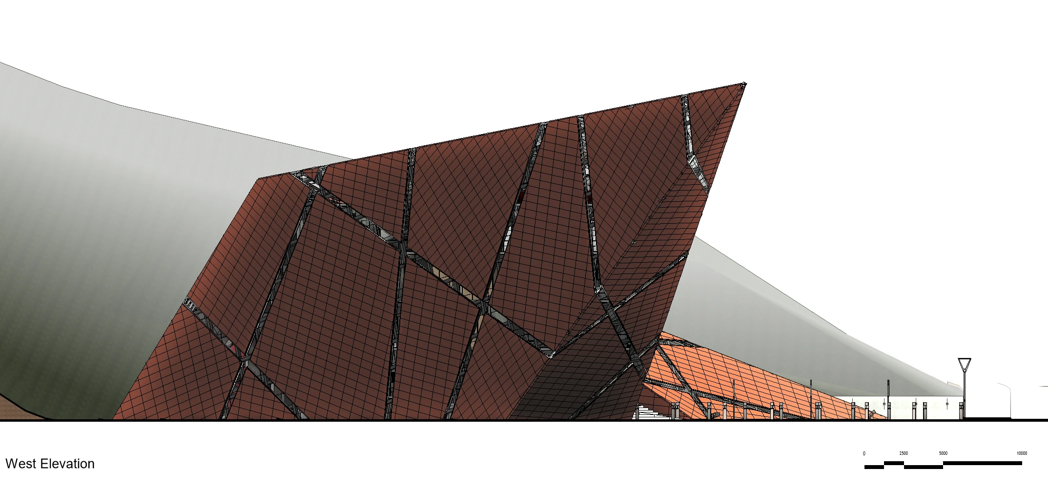 Architectural elevation: the folded shell profile
