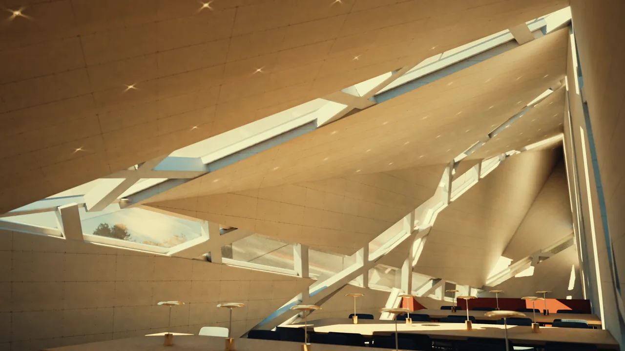 Bishwo Shahitto Kendro: reading hall beneath the folded faceted shell