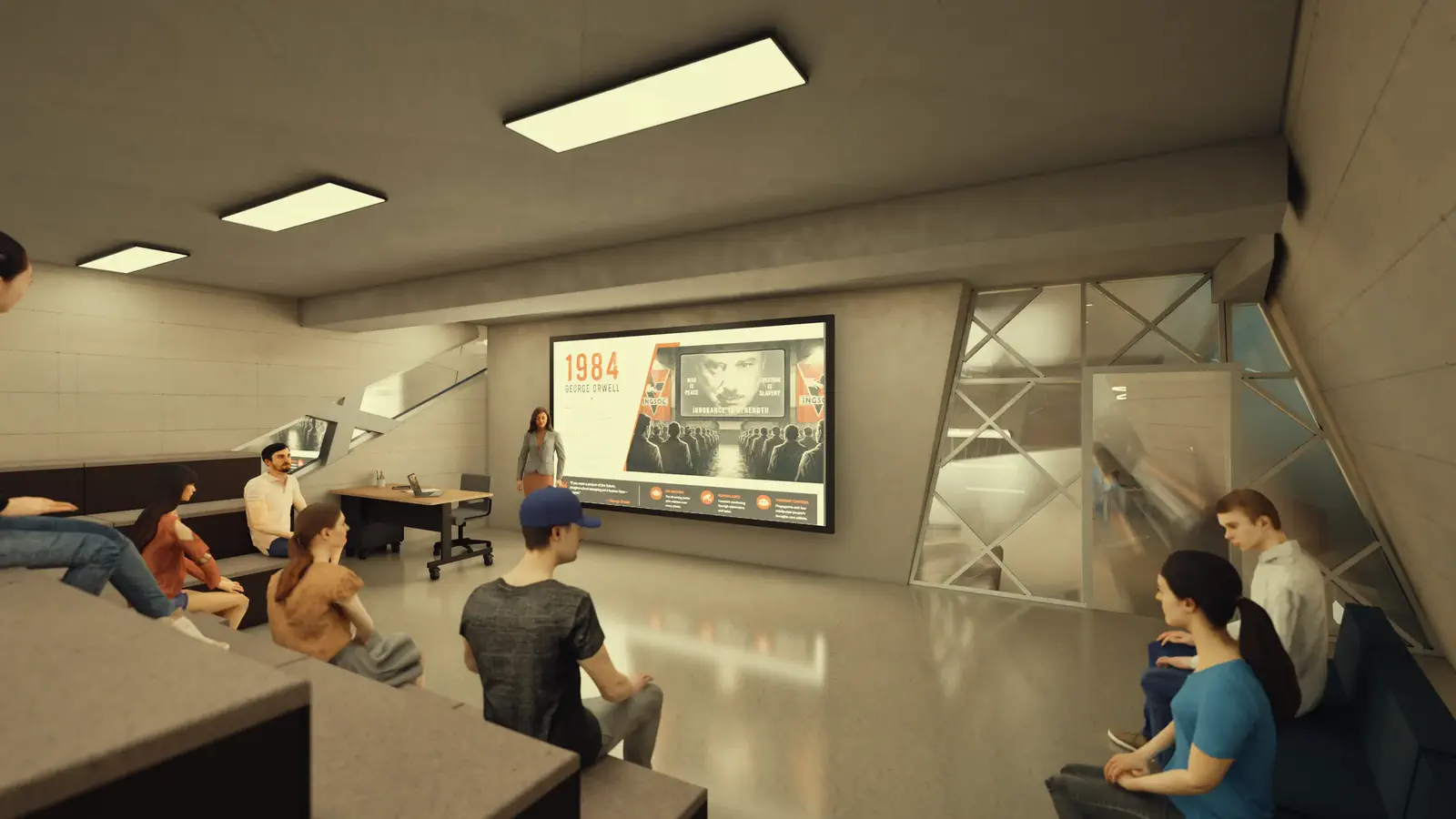 Lecture room: mid-scale teaching space with projection