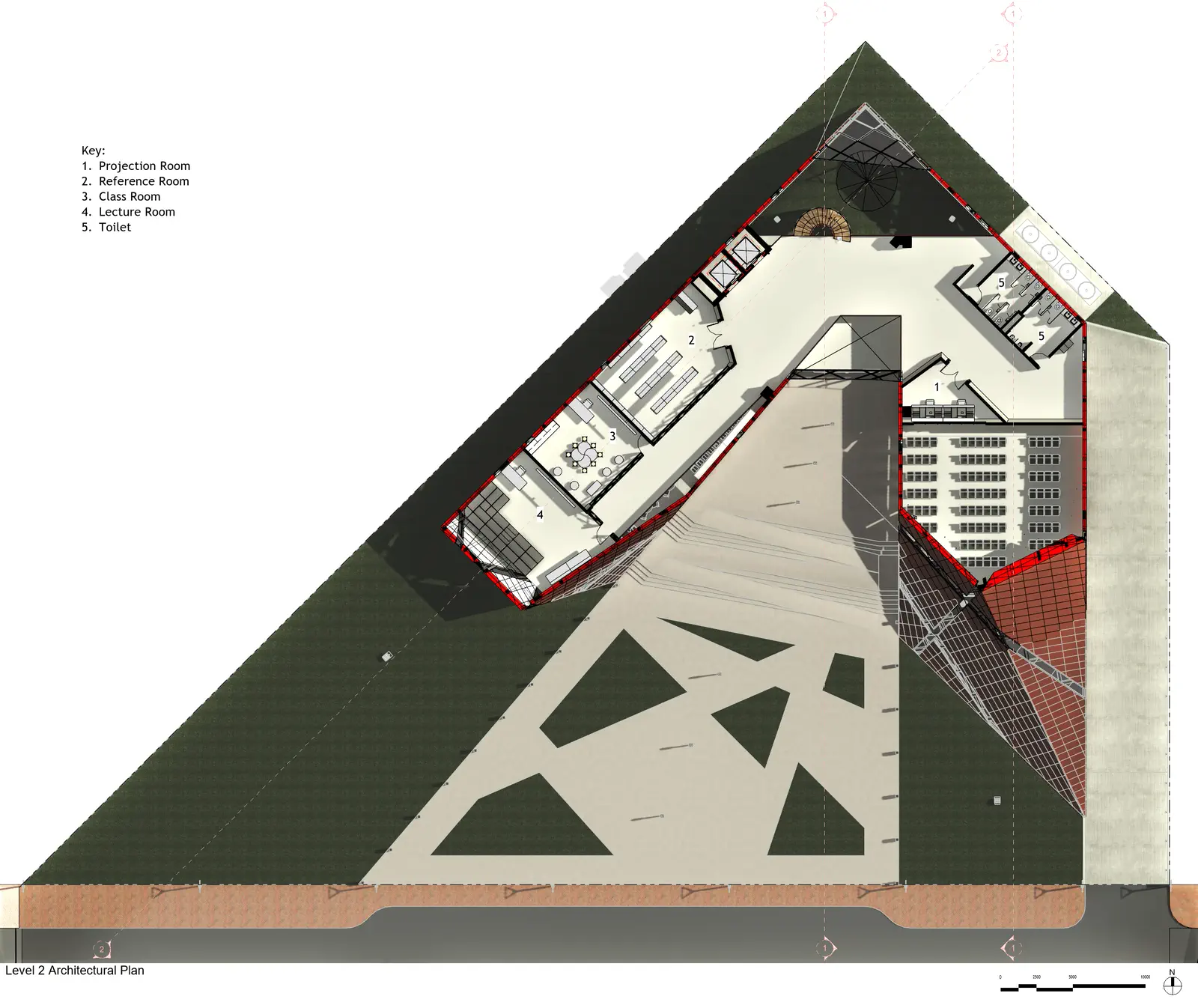 Architectural floor plan: main reading level