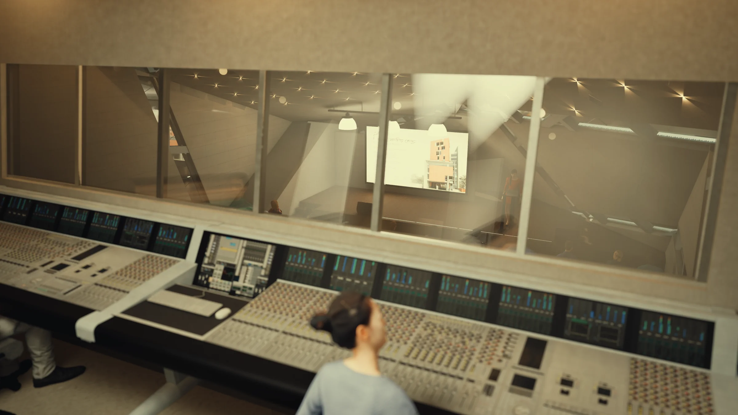 Projection room: the audiovisual control room behind the auditorium