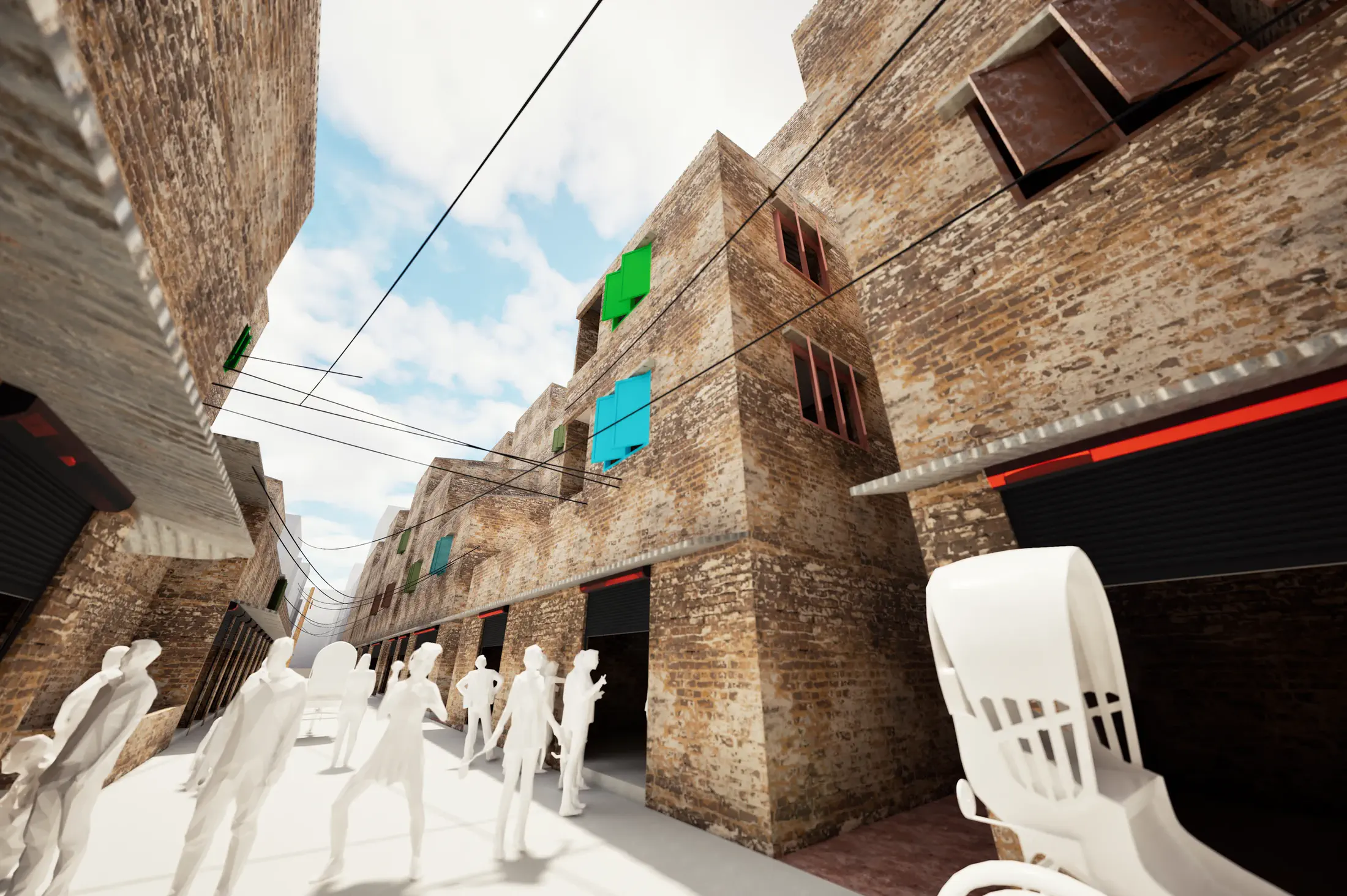 Existing: street level, camp entrance