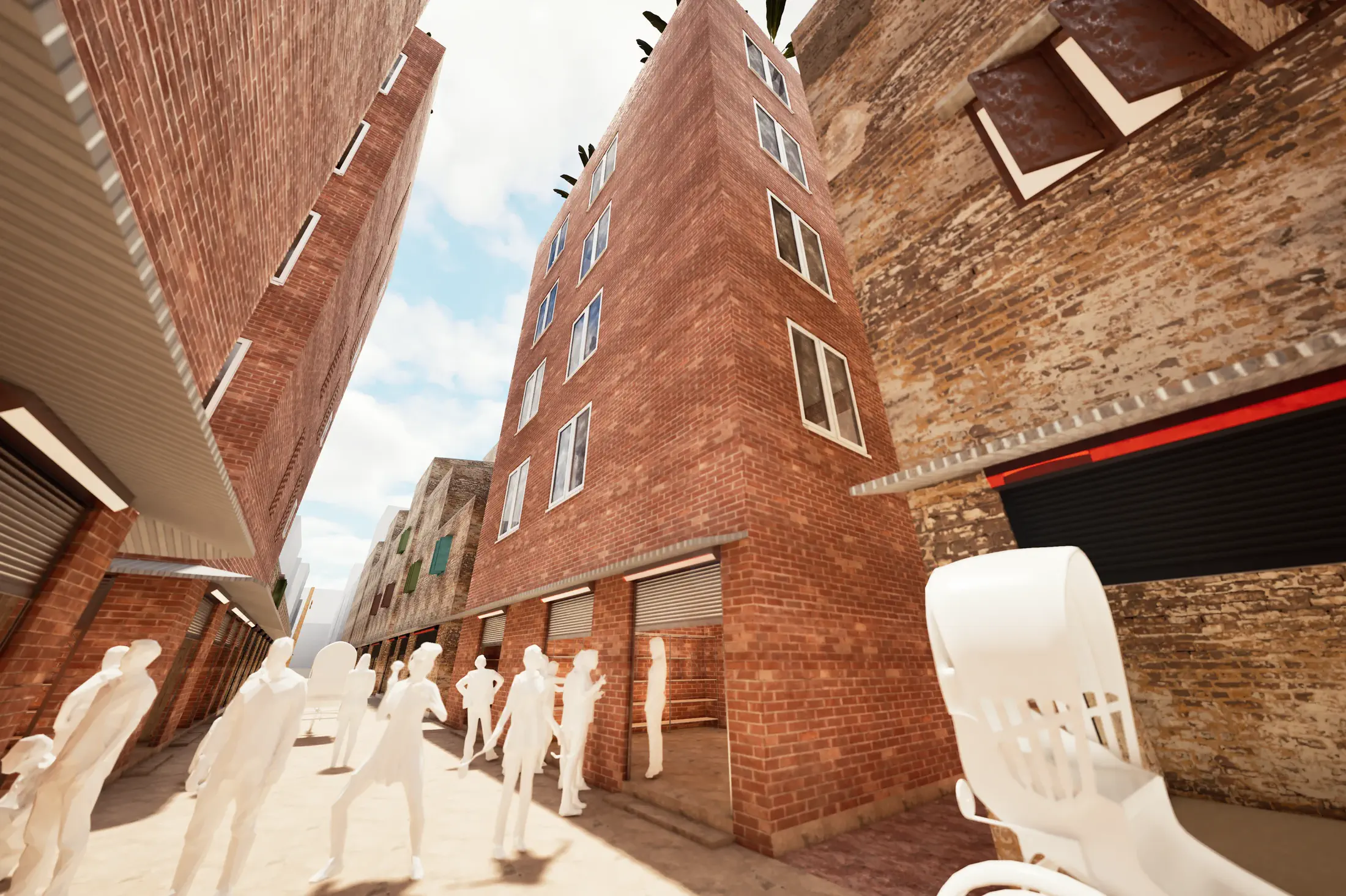 Proposed: street level, upgraded fabric