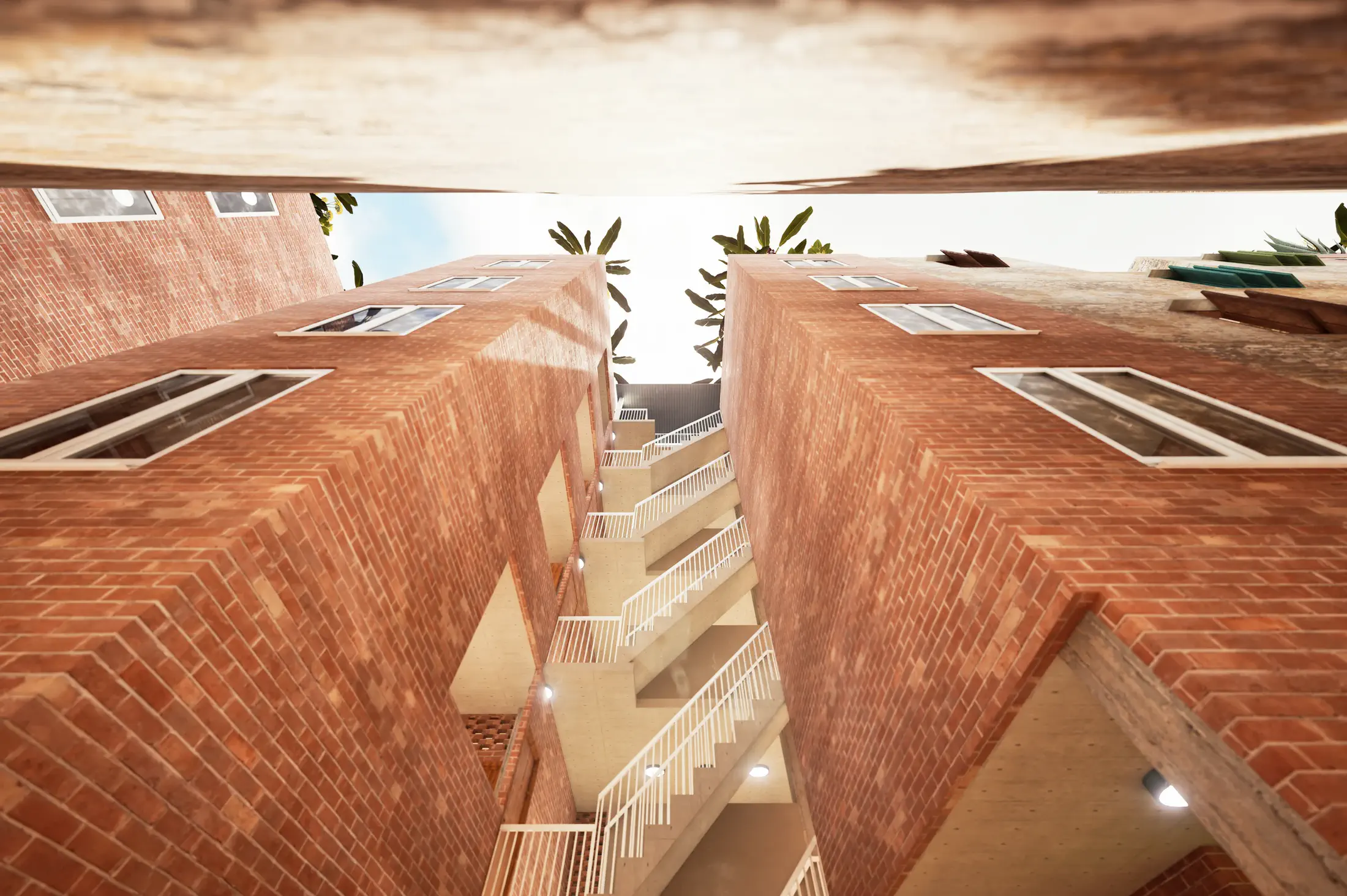 Proposed: looking up, new fenestration and openings