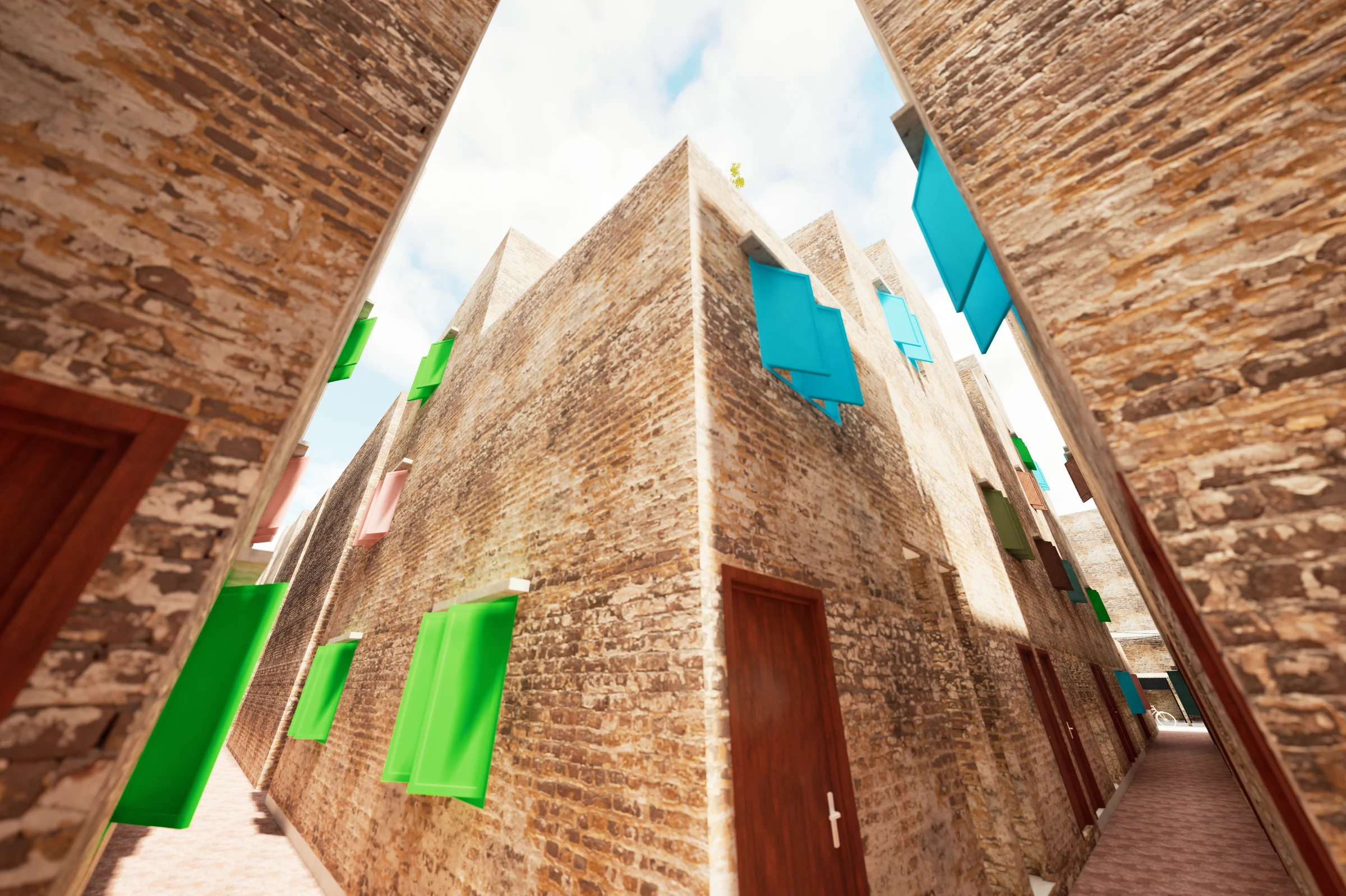 Existing: narrow alley, improvised fabric