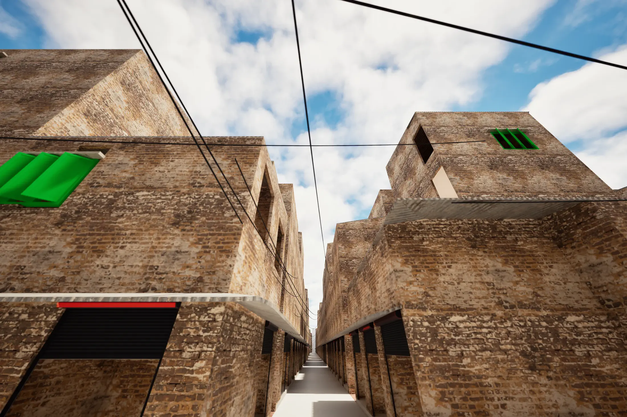 Existing: alley looking up, overhead wires