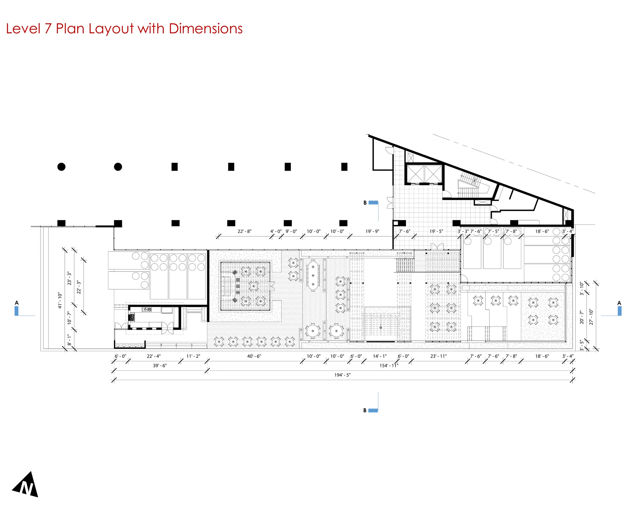 Level 7 plan layout with dimensions