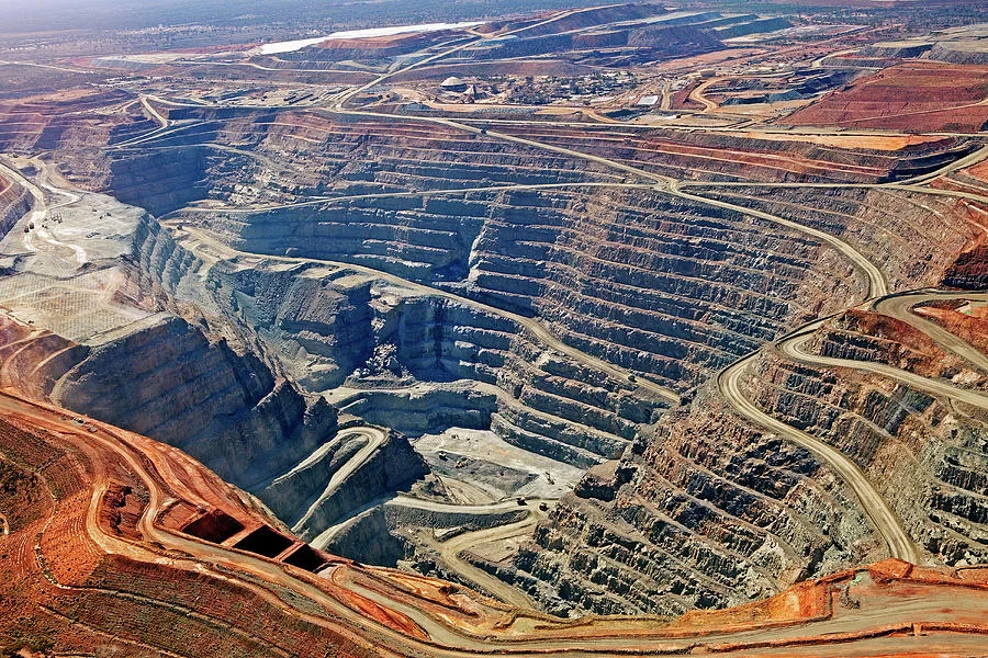 Input 2: KCGM Super Pit aerial: terraced open-pit gold mine, Western Australia