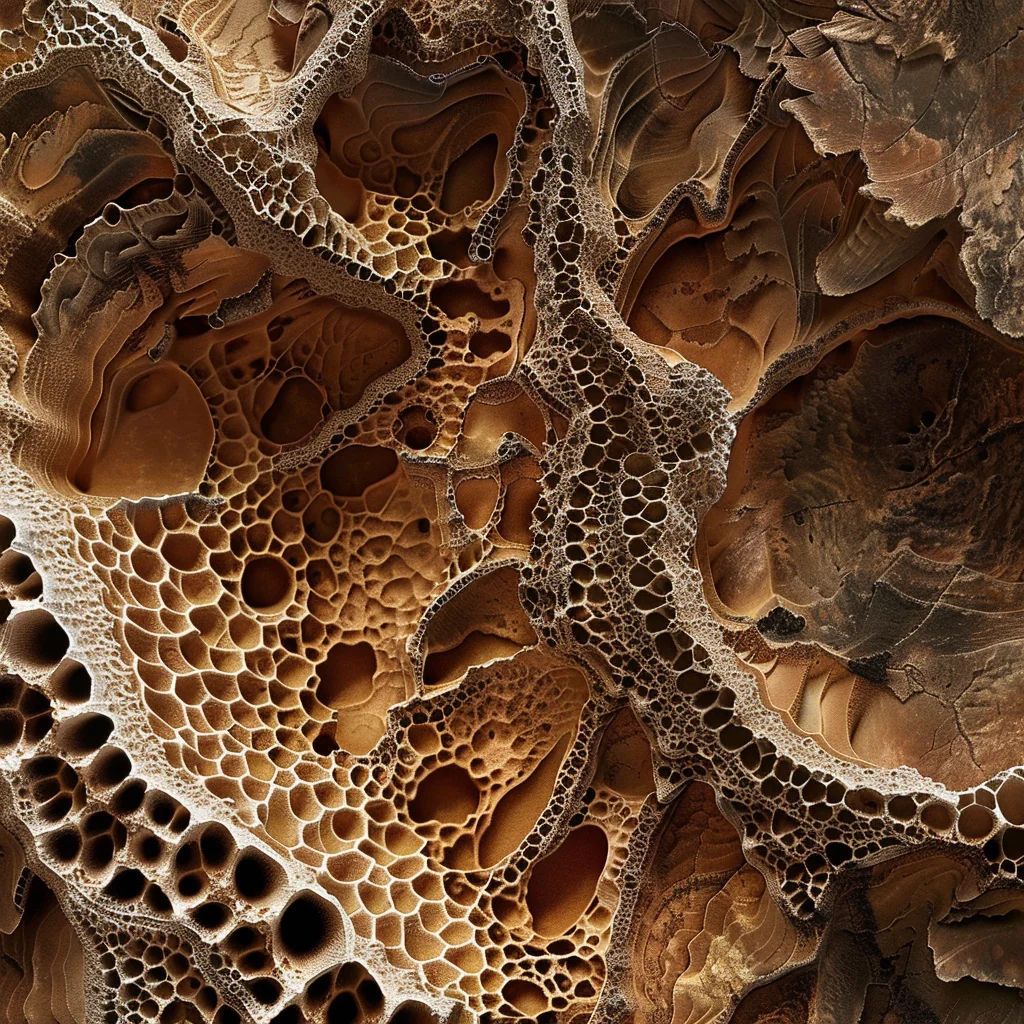 Midjourney: rock formation closeup, dense interlocking geological texture