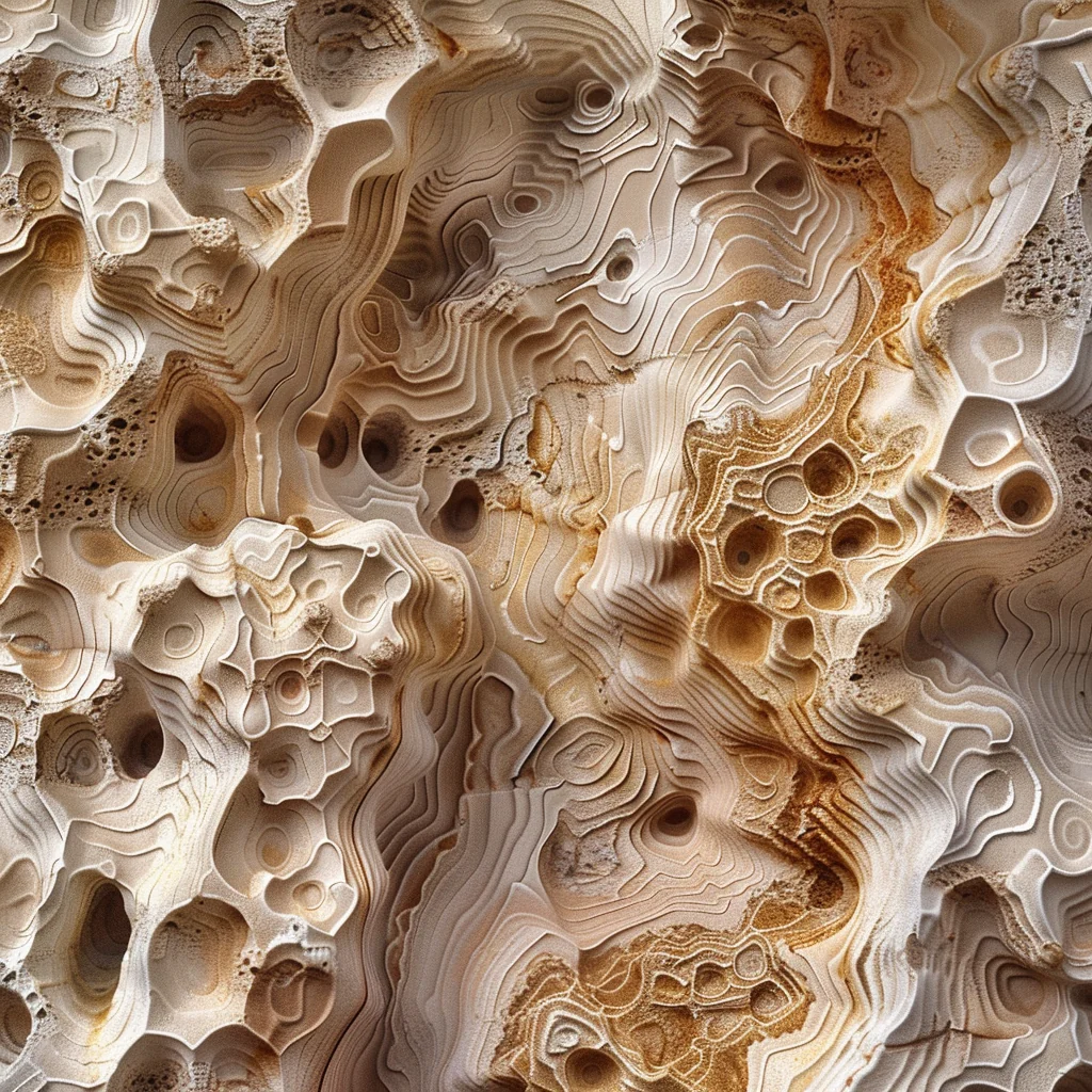 Midjourney variation: contoured rock surface with undulating topographic lines