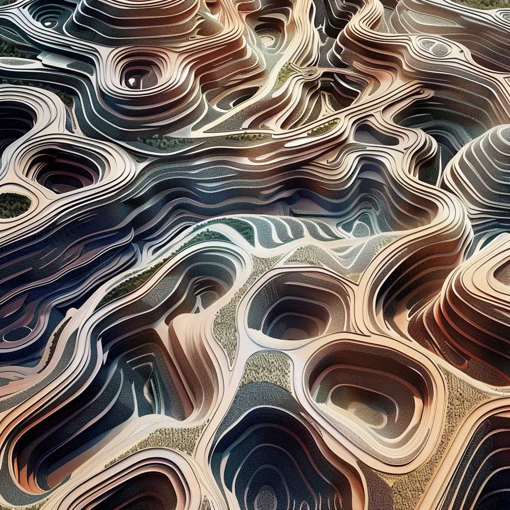 Variation: terraced landscape with organic voids