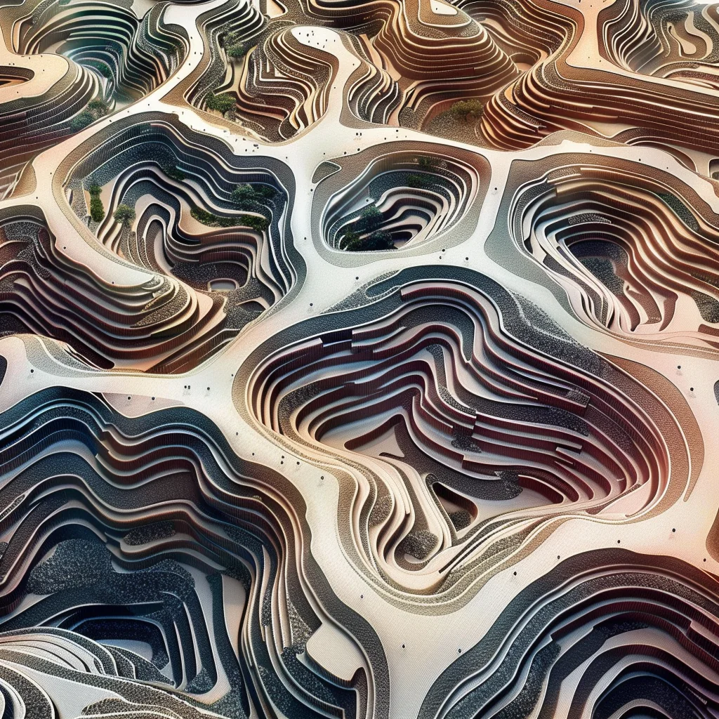Variation: aerial organic terraced landscape