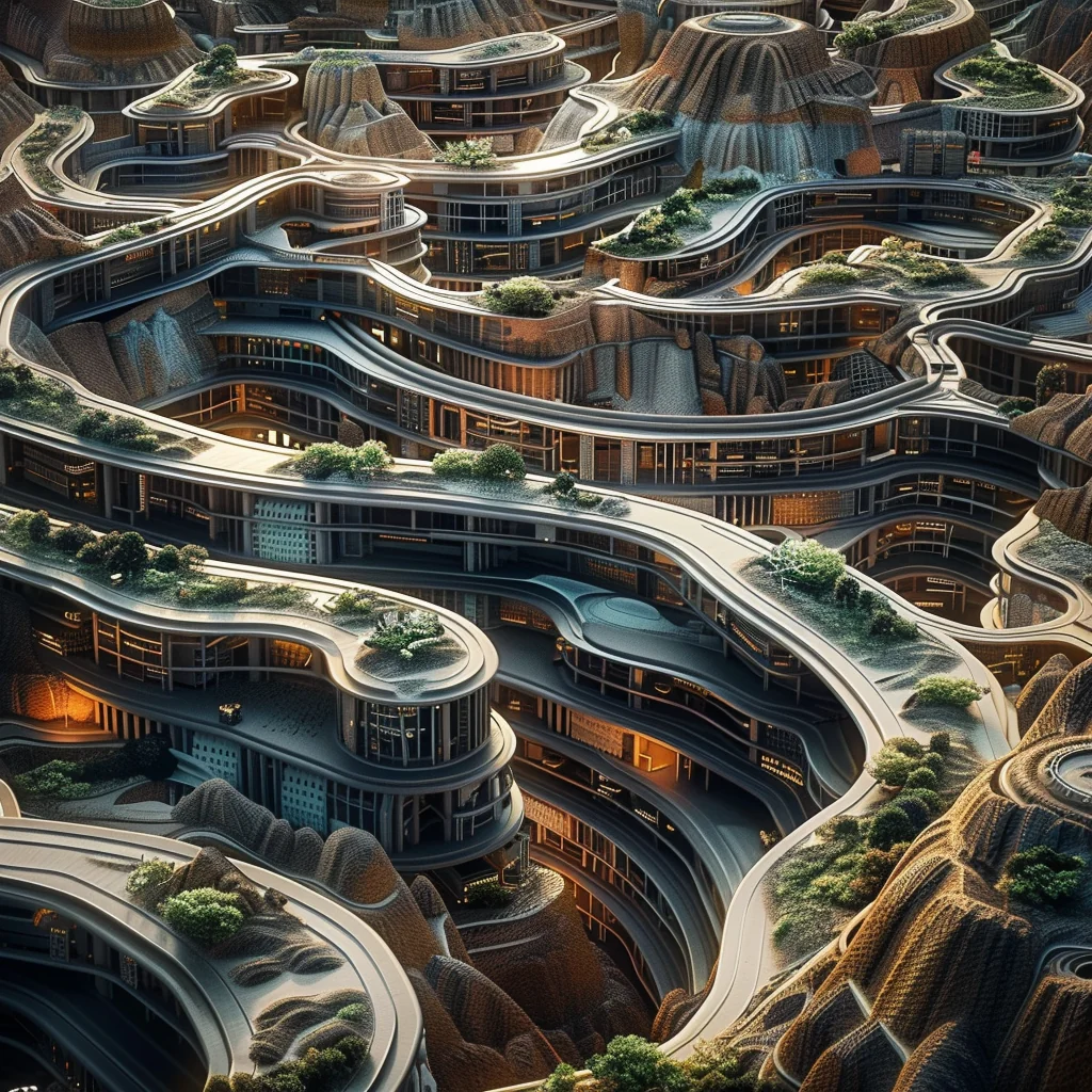 Blend variation: alien city mine site mega