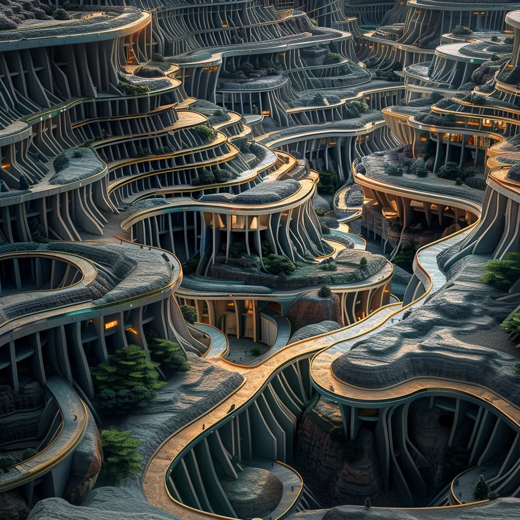 Blend variation: alien city mine site with architecture