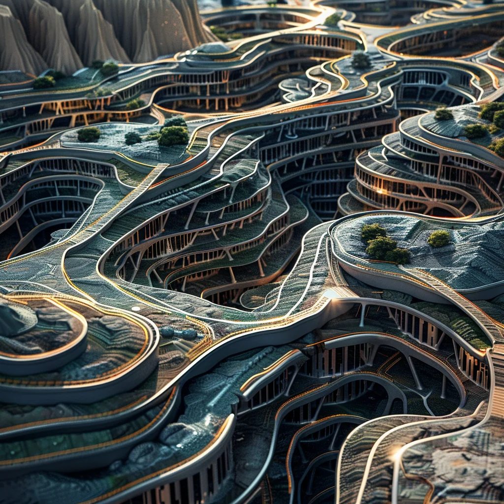 Blend variation: alien city mine site with architecture