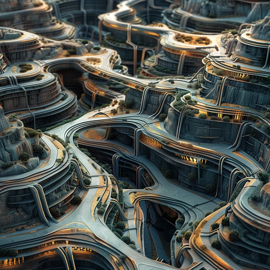 Blend variation: alien city mine site with architecture