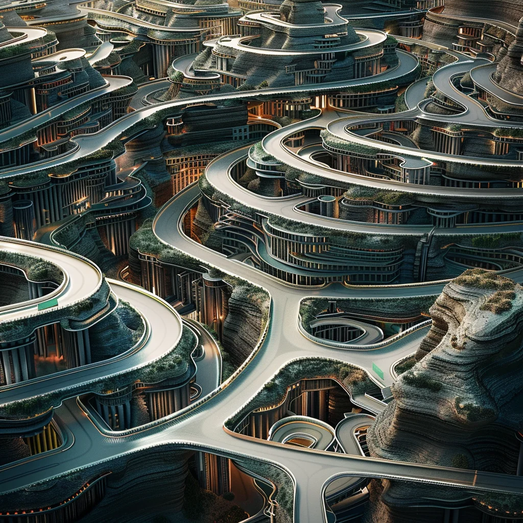 Blend variation: alien city mine site with architecture
