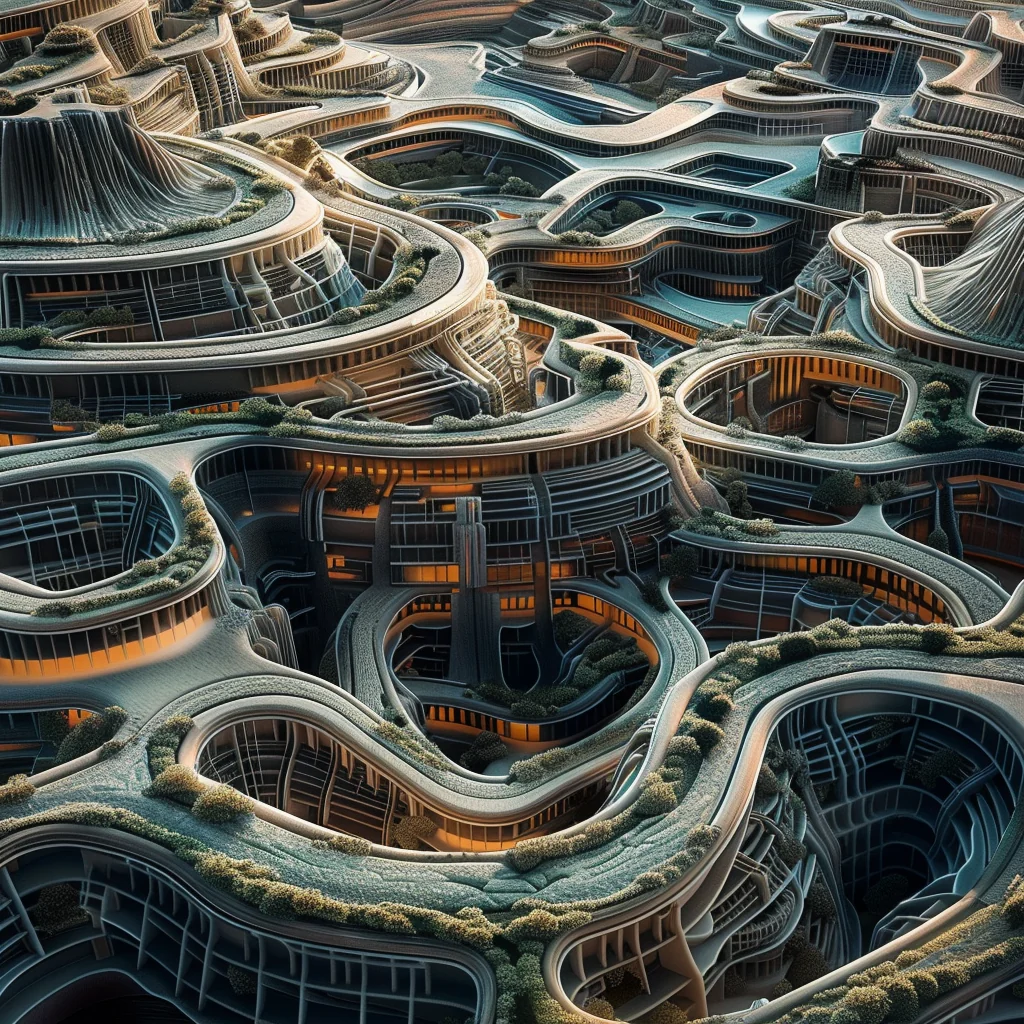 Blend variation: alien city mine site with architecture