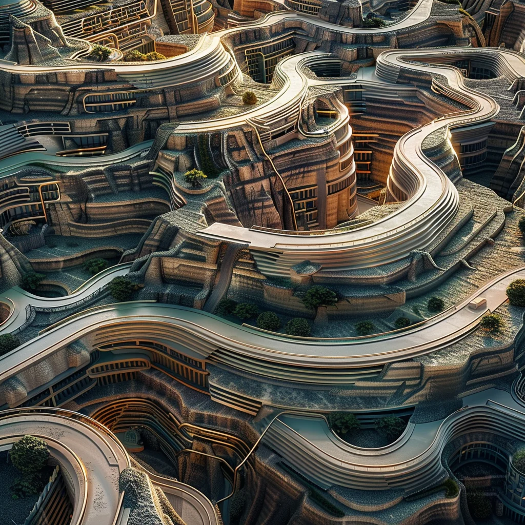 Blend variation: alien city mine site with architecture