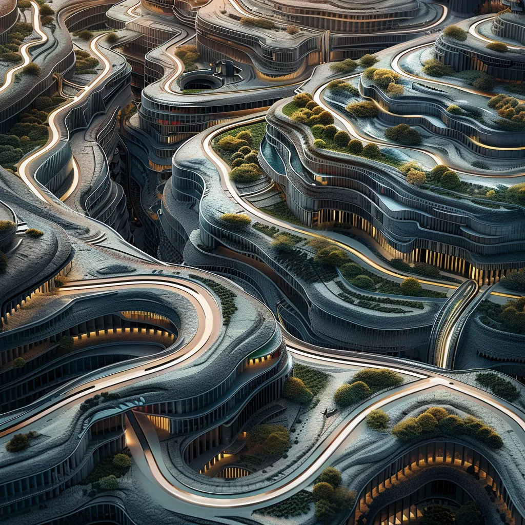 Blend variation: alien city mine site with architecture