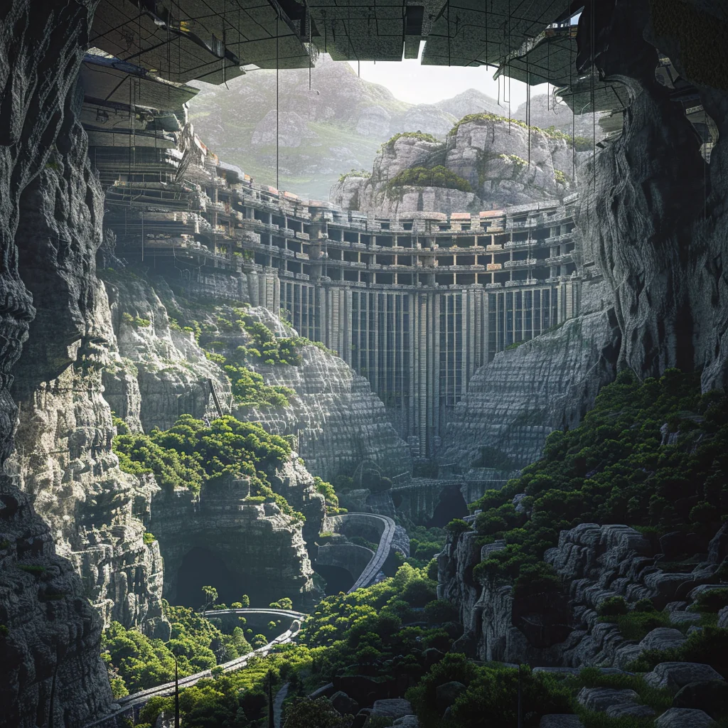 Supermassive AI data centre: interior under open pit