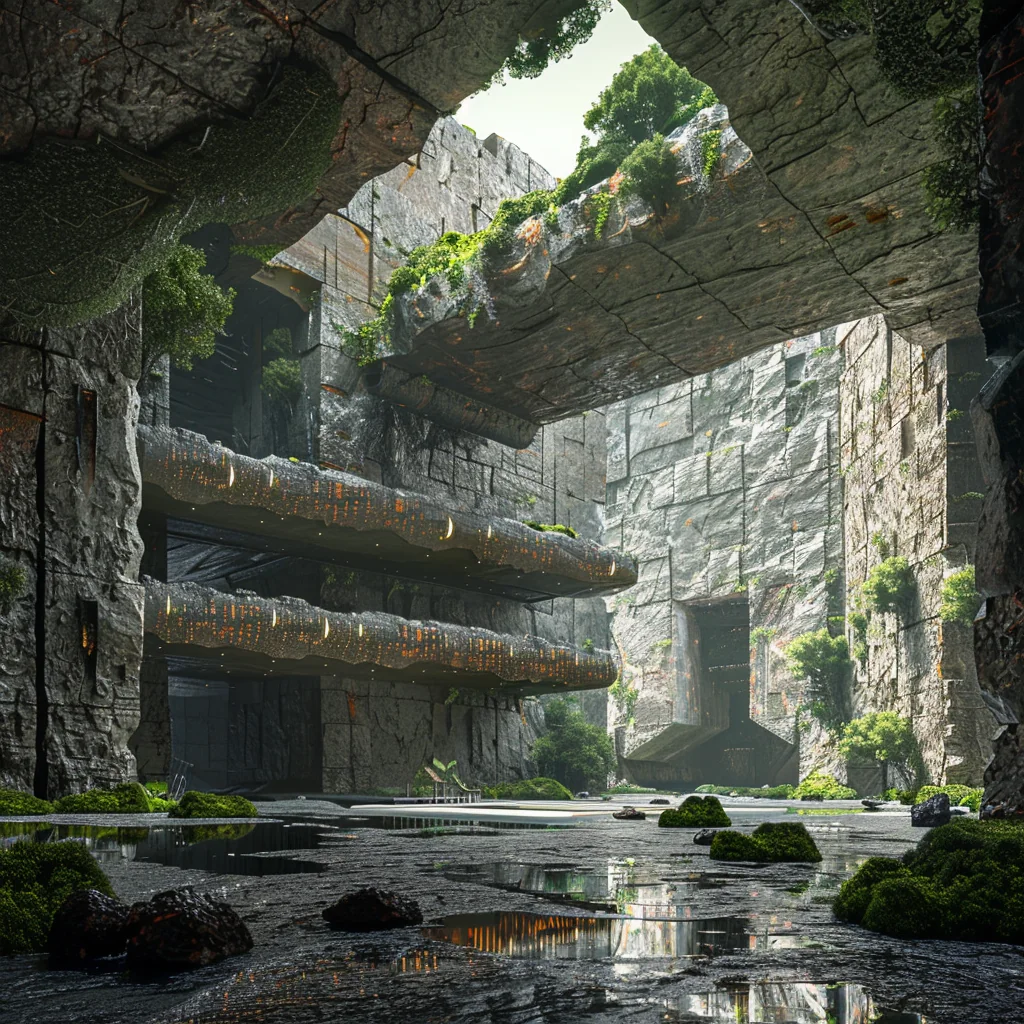 Supermassive AI data centre: interior under open pit