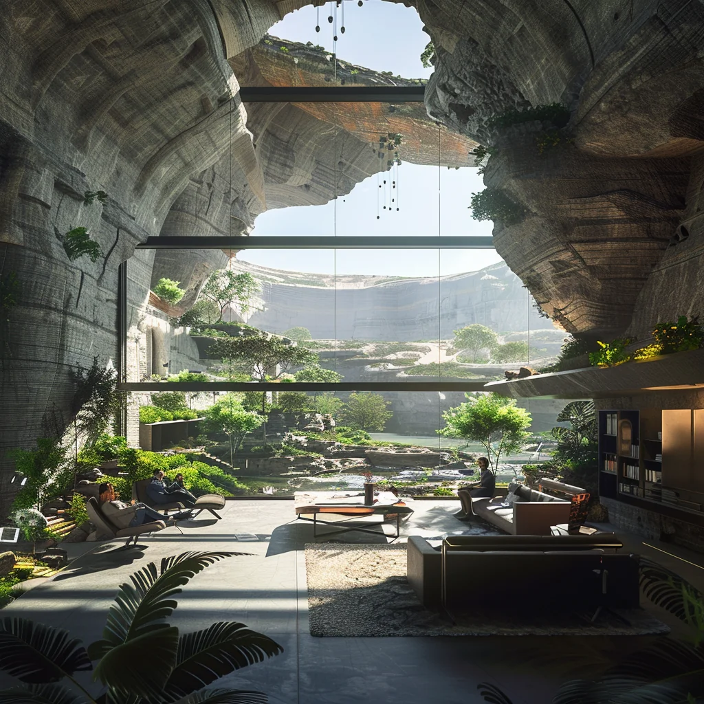 Small cozy family living room with cave window