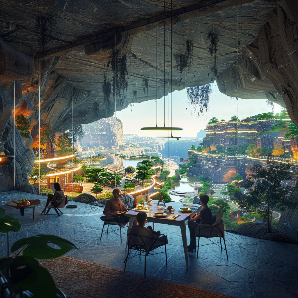 Small cozy family dining room with cave window